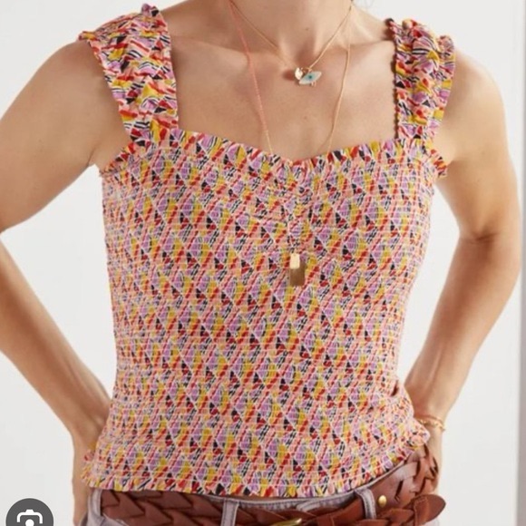 Anthropologie Multicolor Smocked Tank Top